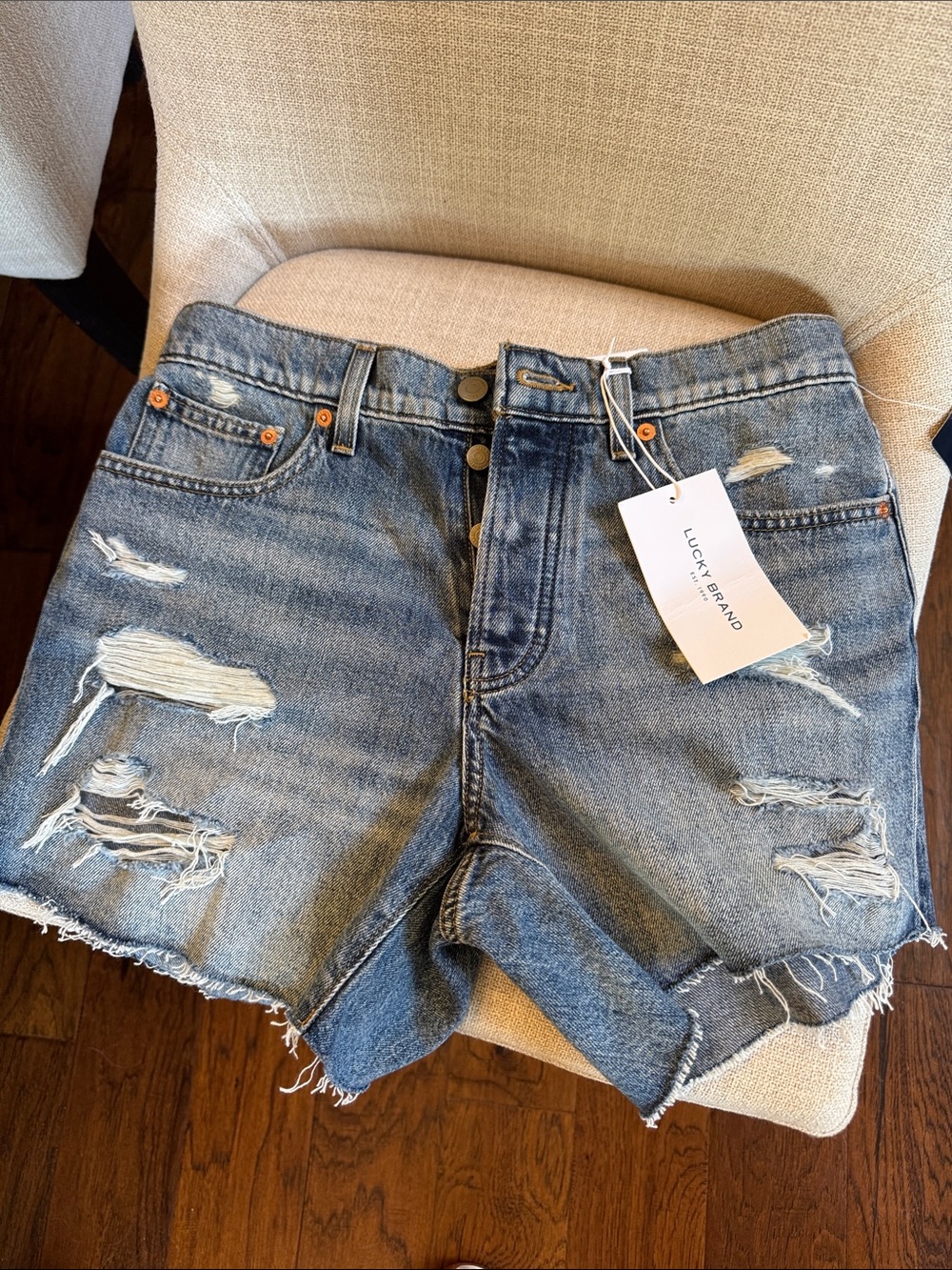 Lucky Brand Light Blue Distressed Women's Denim Shorts
